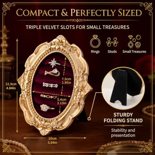 Liliaafar Vintage Ring Holder Rectangle Black Ring Wedding Display - Image 4