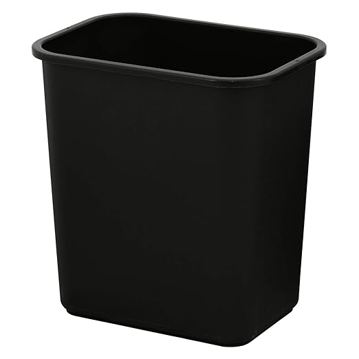 United Solutions 7 Gallon / 28 Quart Efficient Trash Wastebasket, Fits Under Desk, Small, Narrow Spaces in Commercial, Kitchen, Home Office, Dorm, Easy to Clean, Black (Pack of 12)