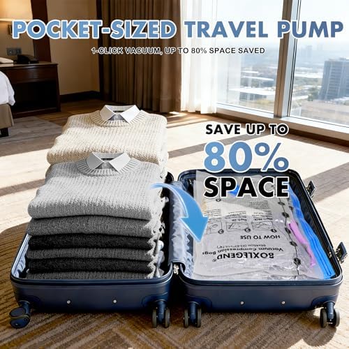 BoxLegend 16‑Pack Travel Vacuum Storage Bags with USB Pump, 4 Sizes, Thickened Compression Packing Bags for Clothes, Space‑Saving Vacuum Seal Bags for Luggage, Suitcase, Travel, Moving & Closet - Image 5