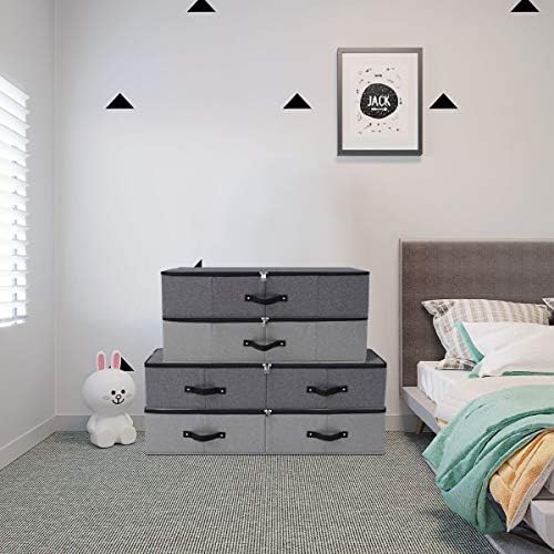 Under Bed Storage Bins with Lids, Closet Organizers, Foldable Under-bed Storage Baskets for Sheets, Clothes, Quilts, Sweaters, Wrapping Paper, 35x16.5x7inch, Black Gray, 1PCS - Image 6
