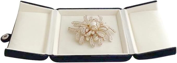 Navy Blue High End Luxurious Velvet Jewelry Box for Brooch Honorary Pin Badge Box Special Presentation Premium Grade Unique Design (Jewelry is not included)