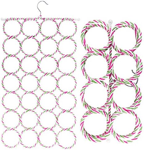 Super Z Outlet Foldable 28 Ring Hole Slots Space Saving Clothing Closet Hanger Scarf, Ties, Belts, Socks Organizer for Home Bedroom, Bathroom, Living Room (Multicolor) by SuperZOutlet