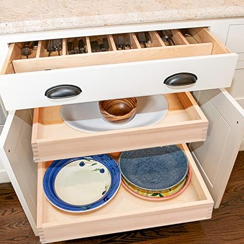 Mulush 32''W x 21''D x 3''H Pull Out Cabinet Drawer Soft Close Slide Out Wood Organizer for Kitchen, Finished, Bottom and Side Assembly (Wood Drawer Part Width is 31inch) - Image 2