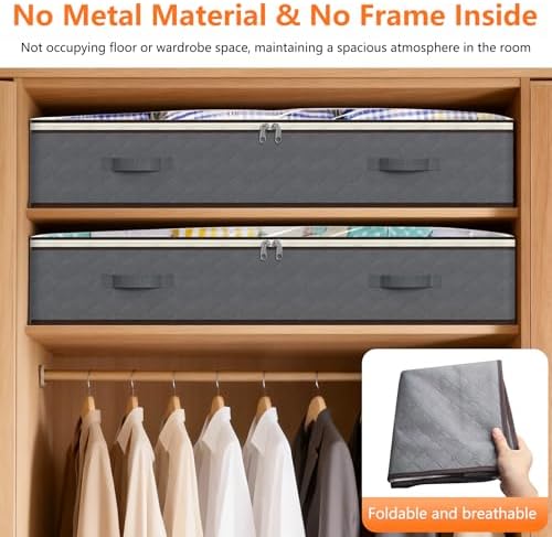 90L Under Bed Storage Containers,4-Pack Closet Organizer Storage Bins,Black - Image 5