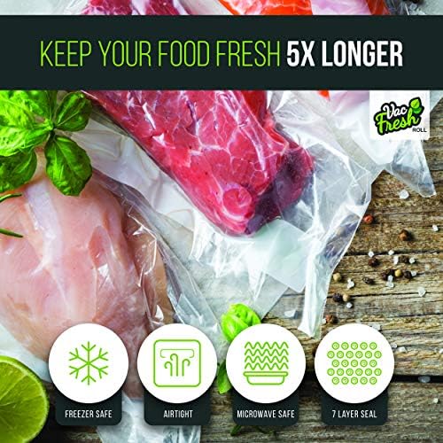 Vac Fresh Food Vacuum Sealer Rolls (8" x 50', 2 Rolls), 3.5mil Embossed Food Storage Bags, Vacuum Seal Bags for Meal Prep, Sous Vide Bags for Cooking (100 Feet) - Image 2