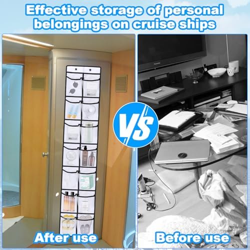 CTTZCKJ Over The Door Organizer For Cruise Ships|Magnetic Door Organizers with 14-Pocket for Cruise Ship|61"x11"|Cruise Over the Door Organizer,Magnetic Shoe Rack for Cruise,Behind-Door Storage - Image 5