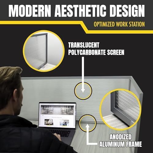 OBEX Polycarbonate Office Desk Mounted Privacy Screen Adjustable Table Top Panel Divider, Universal Aluminum Bracket-USA Made, 24" x 36", Translucent - Image 5