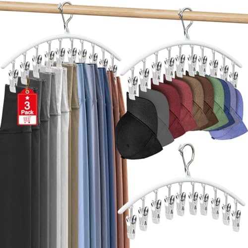 3 Pack Hat Hangers for Closet, Metal Hat Organizer for Baseball Caps by Eunhdet