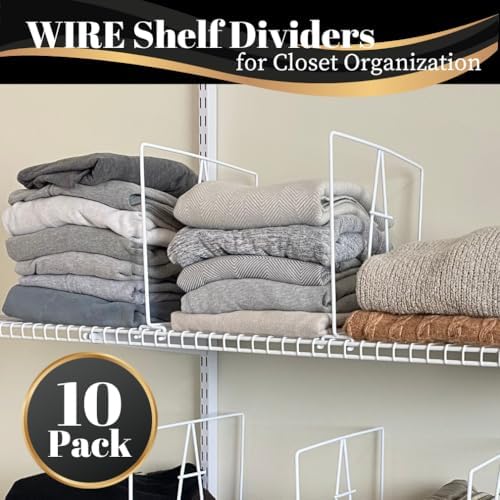 Evelots 10-Pack Wire Shelf Dividers, Clip-On Closet Organizers, Tall Steel - Image 3
