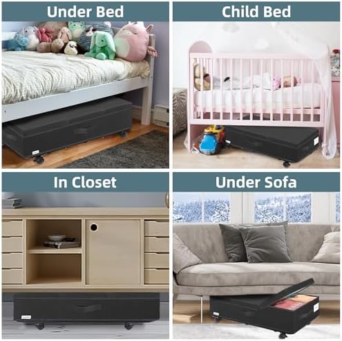 Supowin Under Bed Storage with Wheels, 2Pack Rolling Underbed Storage - Image 6