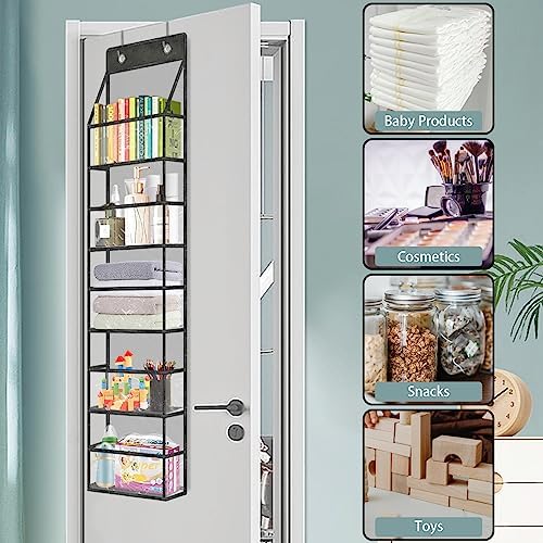 5-Shelf Over The Door Pantry Organizer with Clear Pockets, Heavy Duty Hanging Storage for Closet, Bedroom, Bathroom, and Nursery (Black, Holds up to 28 lbs) - Image 5