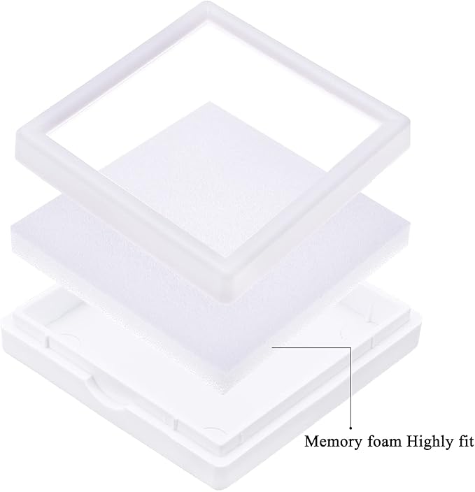 BENECREAT 6Pcs White Gemstone Display Box with Sponge Cushion Gift Boxes Clear Window Box for Jewelry, Diamond Gift Packing（2.8"x2.8"x0.8"）