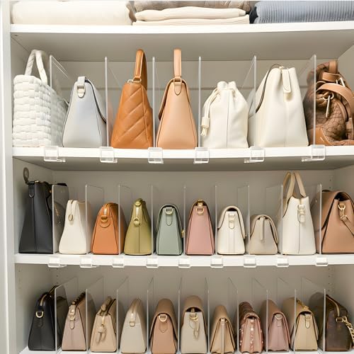 Purse Organizer for Closet Shelf Dividers: Clear Acrylic 16-Pack - Image 6