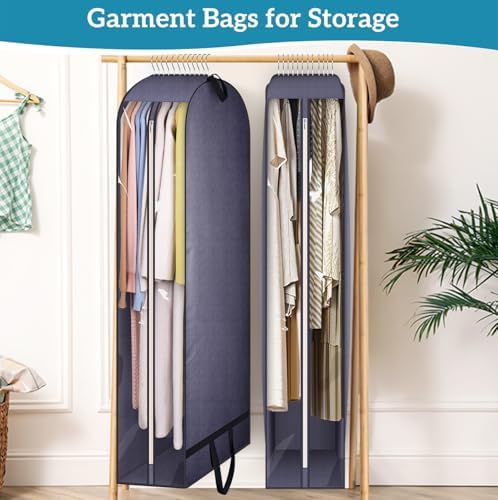 KIMBORA 10" Gusseted Clear Wedding Dress Bags for Gowns, 60" Garment Bags for Hanging Clothes Storage with Handles, Suit Bags for Closet Storage, Dress Cover for Long Dresses, Coats (2 Packs, Grey) - Image 6