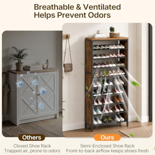 YATINEY 10-Tier Tall Shoe Rack, Large Shoe Storage Organizer for Closet - Image 5