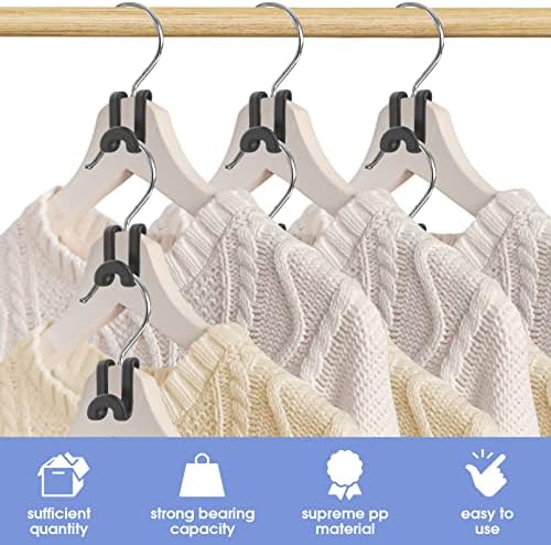 80Pcs Space Saving Hanger Hooks, Plastic Hanger Connector Hooks Black - Image 3