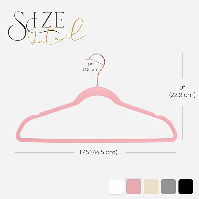 HOUSE DAY Lt Pink Velvet Hangers 300 Pack, Premium Clothes Hangers Non-Slip Felt Hangers, Sturdy Black Hangers Heavy Duty Coat Hangers, Durable Suit Hangers, Space Saving No Hanger Mark Rotating Hook