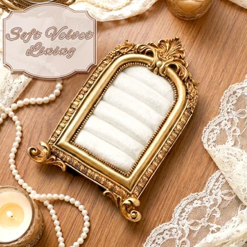 Liliaafar Vintage Ring Holder Frame Style Gold Ring Wedding Display - Image 6