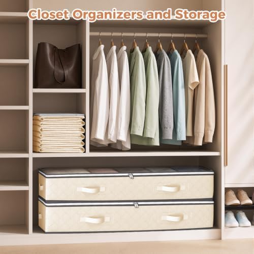 Budding Joy 95L Under Bed Storage Containers, 2 Pack Beige - Image 4