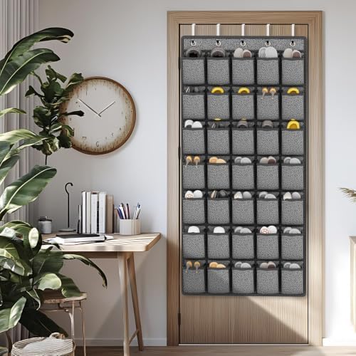 homyfort 35 Pockets Over the Door Shoe Organizer, Hanging Door Shoe Rack for Closet, Large Shoe Storage Holder Zapateras Organizer for Shoes (Black) - Image 2