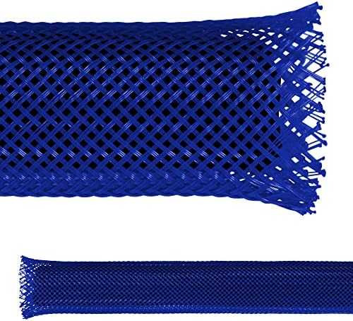 Electriduct 1/8" PET Expandable Braid Sleeving Flame Retardant Flexible Wire Mesh for Cord Management and Cable Protection - 25 Feet - Blue by Electriduct