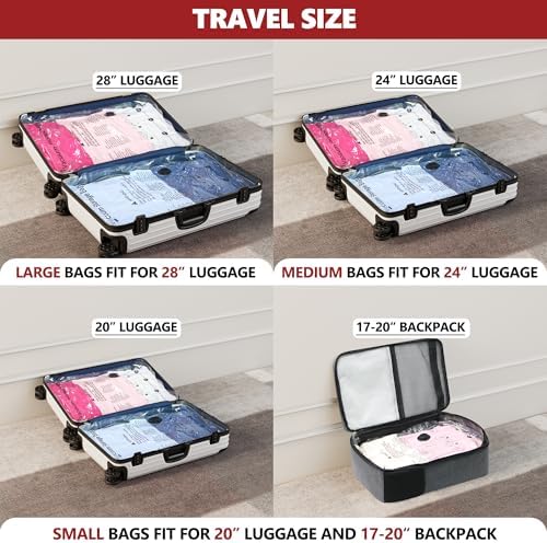Vacuum Seal Bags for Clothing Travel and Home Storage, Travel Vacuum Bags with Electric Pump, Space Saver Compression Packing Cubes for Luggage Suitcase Bedding Blankets Clothes, 15 Combo - Image 3