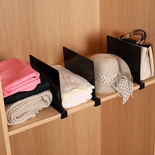 Sooyee 6 Pack Black Acrylic Shelf Dividers,Closet Shelves Closet Organizers and Storage in Bedroom, Kitchen, Office Shelves,Closet Dividers - Image 2