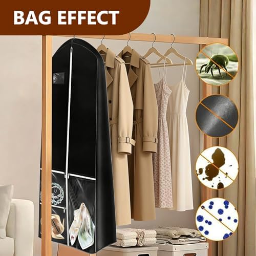Dress Garment Bags, Black, 70'' Long for Travel - Image 5