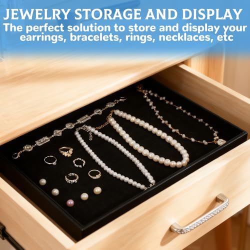 Rainmae 6 Pcs Velvet Stackable Jewelry Tray Showcase Display, Black - Image 5