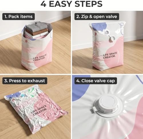 6 Pack No-Pump Vacuum Storage Bags, Large Cube Vacuum Seal Bags, Space Saver Bags for Clothes, Pump-Free Compression Cubes for Comforters, Blankets, Bedding & Closet Organization - Image 6