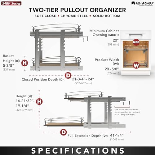 Rev-A-Shelf Dual Pullout Organizer for Cabinets, Min Opening Width 20" - Image 5