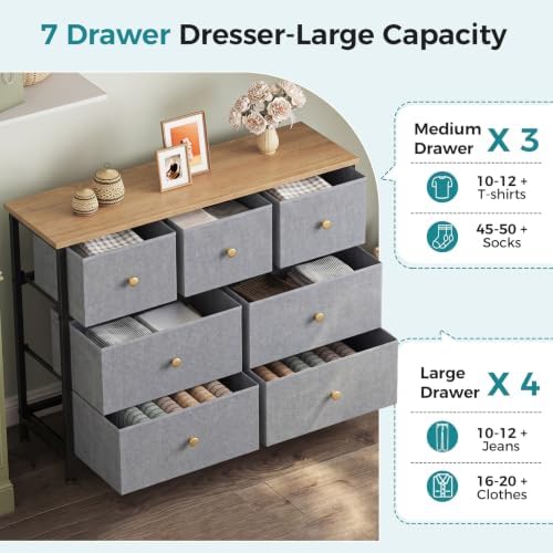 OLIXIS 7 Drawer Fabric Dresser, Storage Tower for Bedroom and Closet - Image 4