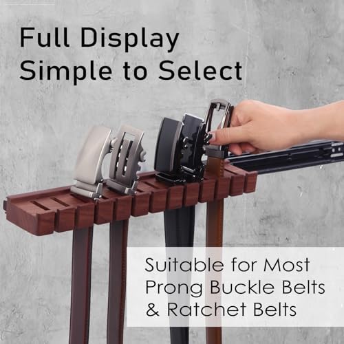 12 Belts Walnut Wood Belt Holder with Slide - Image 5