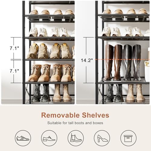 10 Tier Metal Shoe Rack with Wood Top, 30-40 Pairs - Image 5