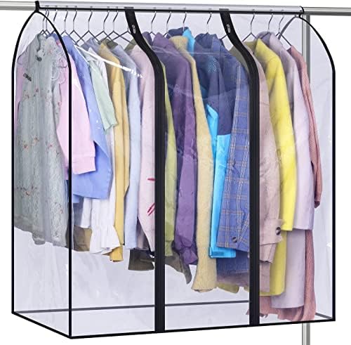 MISSLO 40" Hanging Garment Bags for Closet Storage Clear Garment Rack Cover Bottom Enclosed Cloth Cover Hanging Clothes Storage Bag Waterproof Clothes Protector for Suits, Coats, Sweaters, Shirts by MISSLO