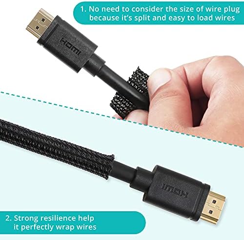 ZhiYo Cable Sleeve, 20ft, 1/4 inch, Black - Image 4