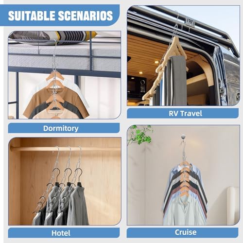 36 Pack Clothing Chain Hanger Collapsible Metal Closet Organizer Space Saving Hangers for Clothes with 7 Holes Apartment College Dorm Room Essentials,Cascading Hanger for Home,Travel,Cruise Ships,RVs - Image 6