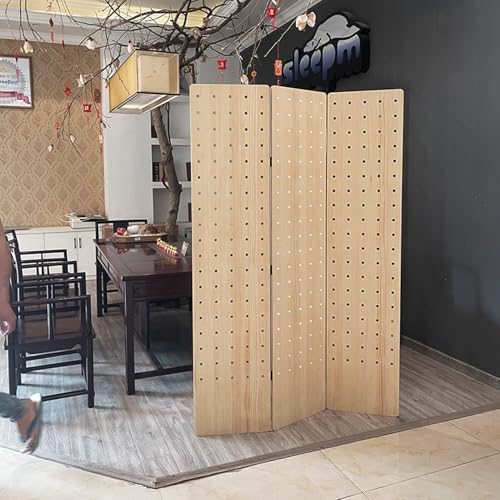 4 Panels Folding Pegboard Room Divider - Versatile Partition Screen for Privacy and Display(Style 1 180x40cm-3 Panel) - Image 7
