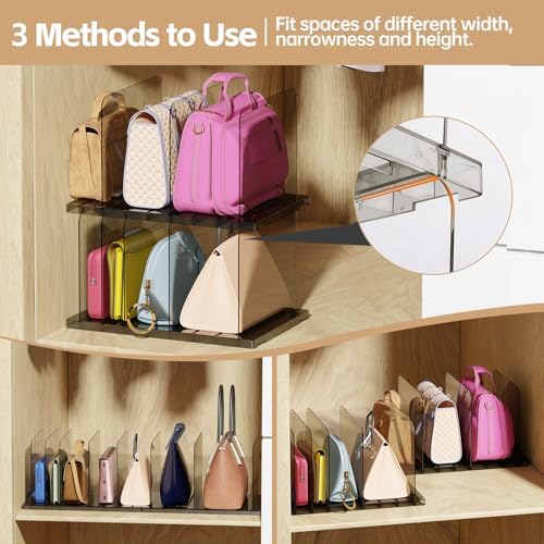 PAVSTINE 4 Pack Adjustable Purse Organizer, Stackable Closet Storage, Black - Image 4