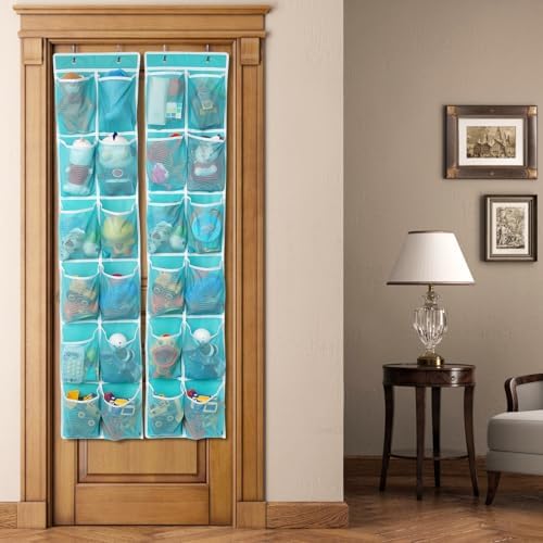 GOMAJI 2PK Over the Door 12 Large Pockets Hanging Shoe Organizer, Turquoise - Image 5
