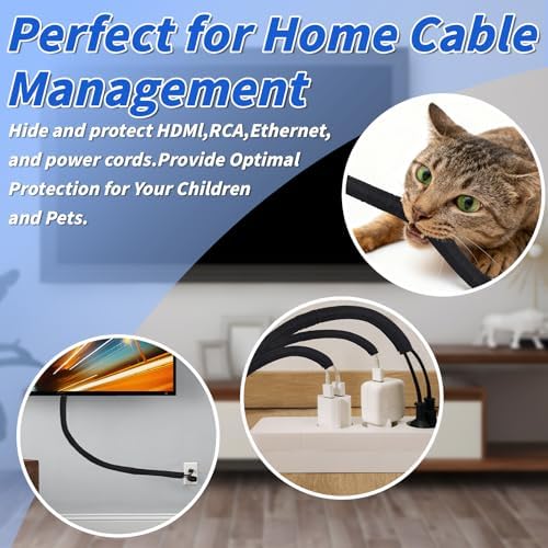 30ft - 3/4in Split Braided Sleeve Cable Management, Self-Wrapping - Image 2