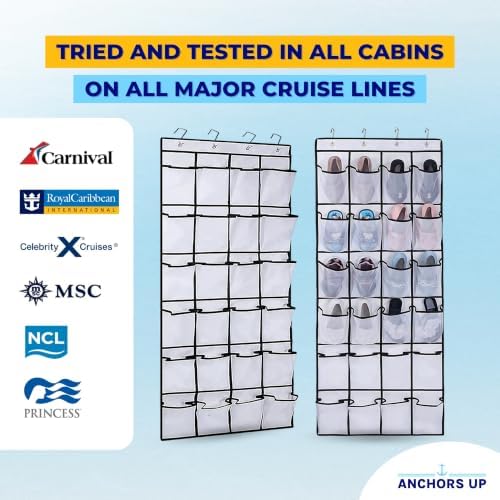 Cruise Cabin Over Door Organizer for Shoes, Toiletries and Accessories – 24 Pockets – Tested on All Cruise Lines such as Carnival, Royal Caribbean, Celebrity, Norwegian etc – Cruise Essentials - Image 4