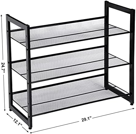 SONGMICS Metal Shoe Rack, 3-Tier Shoe Orgainzer, Holds 9-12 Pairs - Image 3