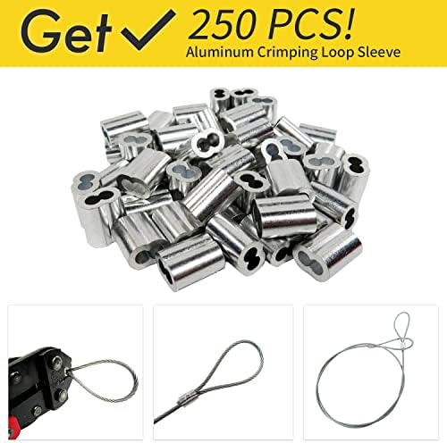 1/16 Wire Rope, 800FT 304 Stainless Steel Cable with 250Pcs Crimp Sleeves, Aircraft Grade, 7x7 Strand, 368lbs Breaking Strength, for Garden Trellis, Clothesline, Railing,Trellis - Image 4