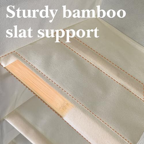 Hanging Shoe Organizer for Closet with 8 Shelves,Mesh Pockets-Wider Hanging Shelves for Shoes,Clothes,Hats with Sturdy Bamboo-Supported Design (Beige) - Image 4