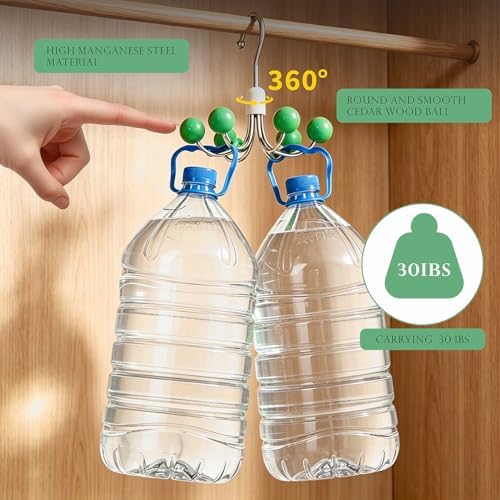 1 Pack 360° Swivel Hoodie Hangers with 6 Cedar Balls,Closet Organizer-Green - Image 5