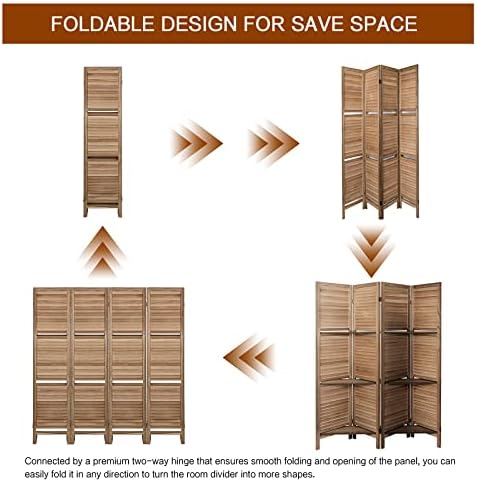 Room Divider with Shelves Freestanding Wood Room Partition Divider - Image 3