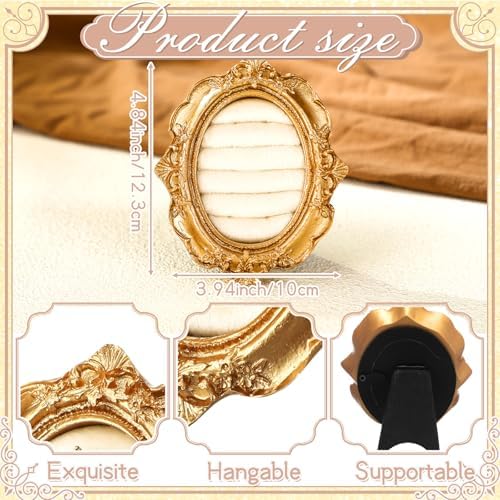 Liliaafar Vintage Ring Holder Oval Gold Ring Wedding Display - Image 2