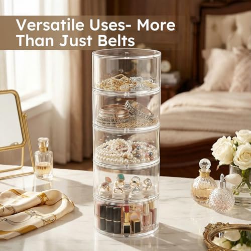 FEMELI Acrylic Belt Storage Organizer For Closet 3-Layer Stackable Belt Box - Image 7