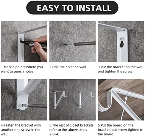Closet Rod Brackets 11x9.5in, 4 Pack Closet Shelf Brackets, White - Image 6
